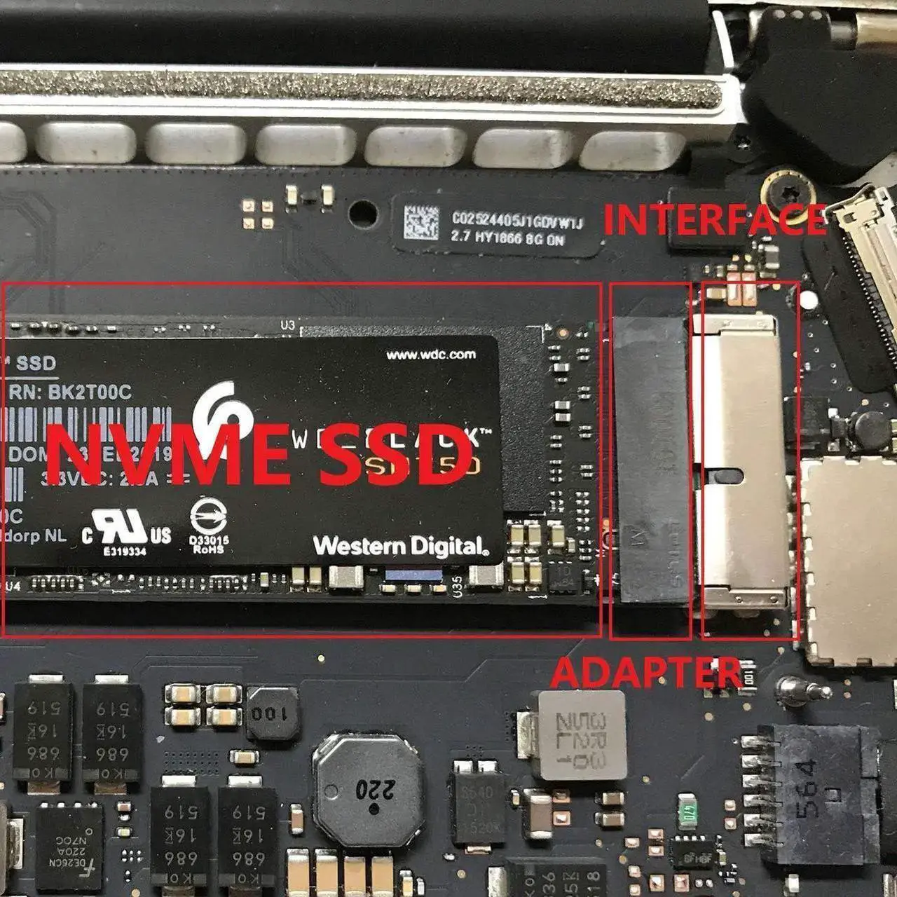 Alt view image 5 of 7 - M.2 NVME MacBook SSD Convert Adapter for Upgraded MacBook Air Pro Retina Mid 2013-2017 AHCI SSD Upgraded Kit for A1465 A1466 A1398 A1502