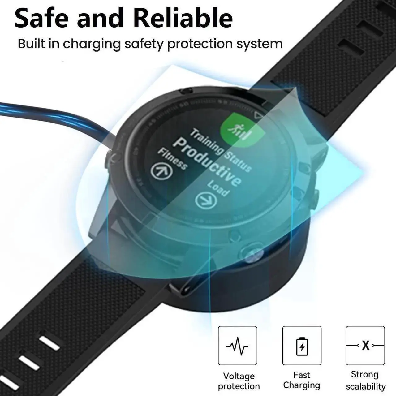 Alt view image 3 of 6 - Charger for Garmin Fenix 5/5S/5X, Fenix 6/6S/6X, Fenix 7/7S/7X, Fenix 8 Charger Charging Stand, Charging Dock Station Cradle Holder with 1m USB Cable for Vivoactive 3/4/5 Smartwatch
