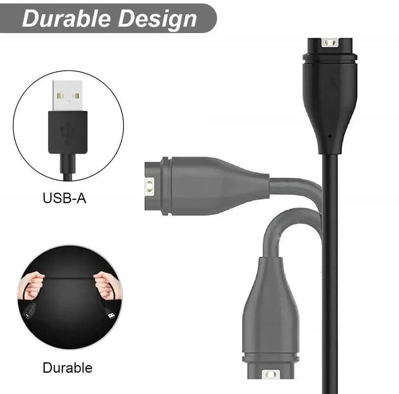 Alt view image 6 of 6 - Charger for Garmin Forerunner 45 55 245 255 265 745 945 955 965, Approach S10 S12 S40 S42 S60 S70, Vivoactive 3 4 4S, Instinct Venu 2 2S Plus Fenix 8 7 7S 7X 6 5 Charging Cable [2Pack, 3.3ft]