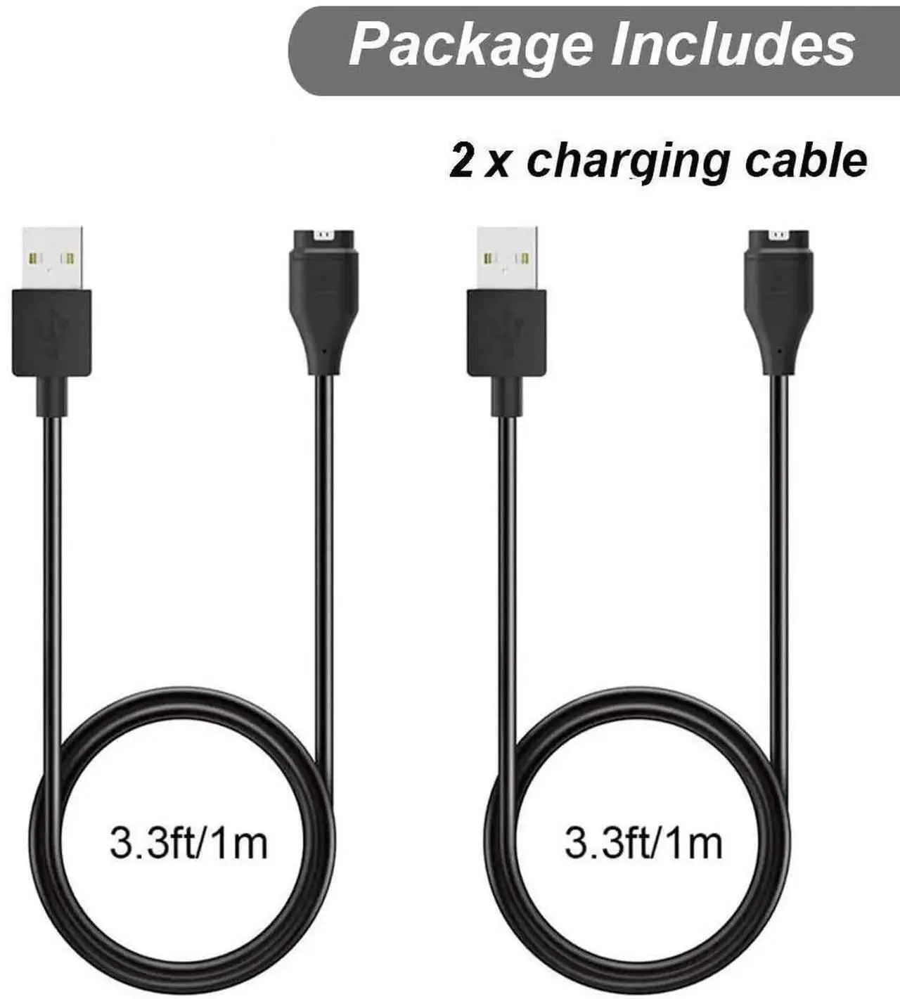 Alt view image 3 of 6 - Charger for Garmin Forerunner 45 55 245 255 265 745 945 955 965, Approach S10 S12 S40 S42 S60 S70, Vivoactive 3 4 4S, Instinct Venu 2 2S Plus Fenix 8 7 7S 7X 6 5 Charging Cable [2Pack, 3.3ft]