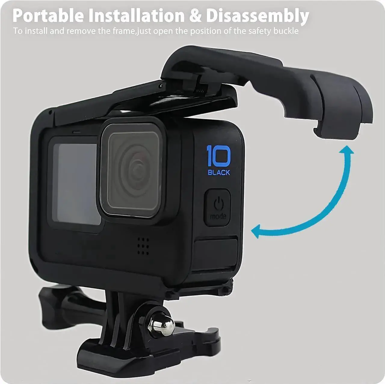 Alt view image 6 of 7 - Protective Accessories Kit Frame Mount Housing Case Compatible with Go Pro Hero 13/12/11/10/9 Black, Vlog Cage with Cold Shoe Adapter &Side Cover&Lens Caps&Quick Pull Movable Socket and Screw