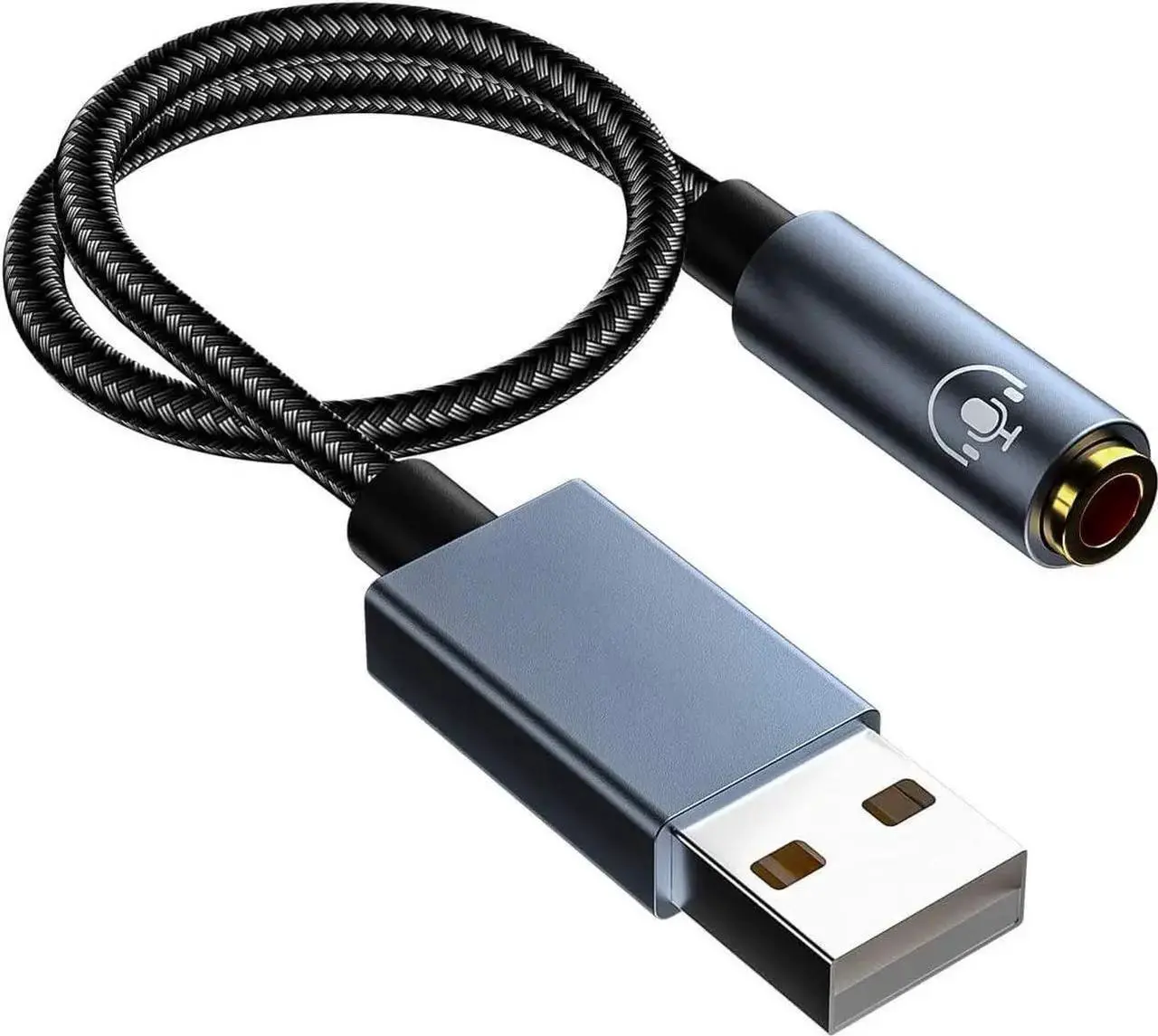Main image of USB to 3.5mm Jack Audio Adapter, 2 in1 External USB Sound Card, 3.5mm Aux to USB to Audio Jack Sound Adapter Support CTIA OMTP Headphone TRRS Jack for PC Windows 10 PS4 Laptop Mac, 24Bit 96Khz