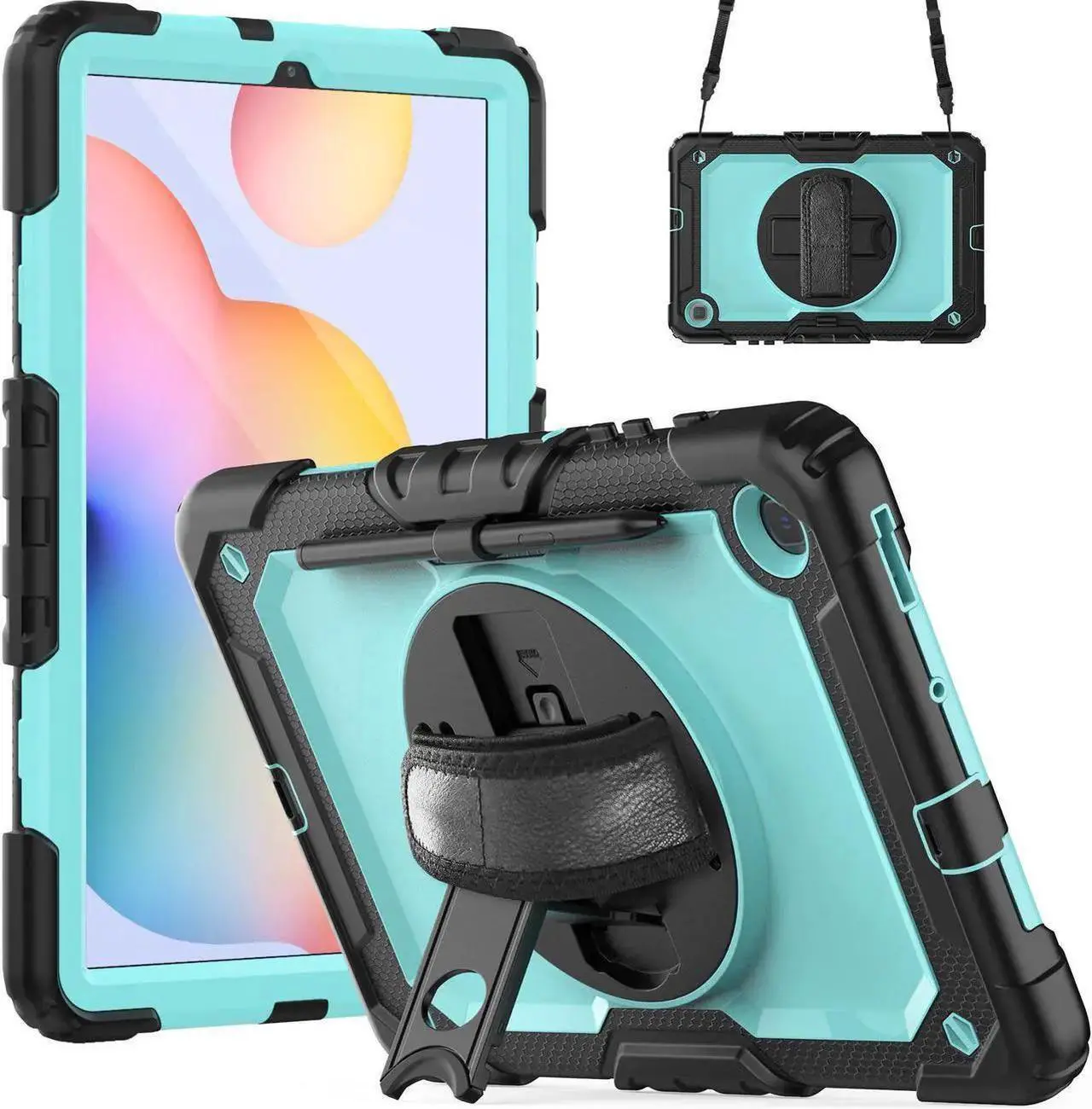 Main image of Case for Samsung Galaxy Tab S6 Lite 10.4 inch 2024/2022/2020 SM-P620/P625/P627/P610/P615/P613/P619, Shockproof Protective Cover with Screen Protector, Rotating Stand, Hand/Shoulder Strap