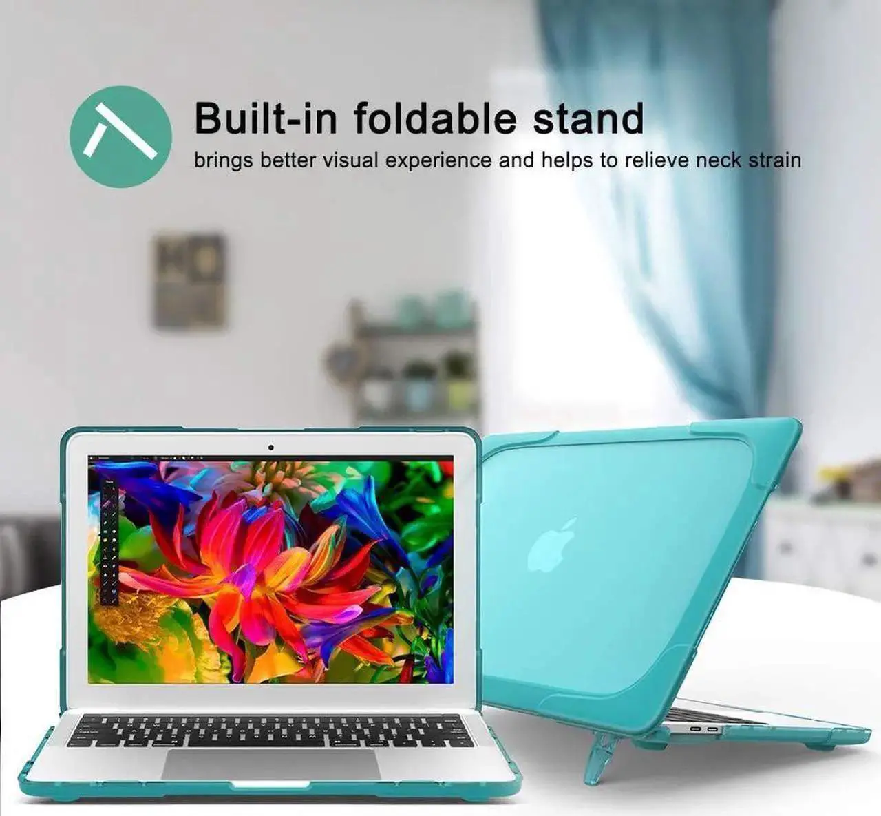Alt view image 6 of 7 - for MacBook Pro 15 inch with Retina Dispaly Model A1398 2012-2015 Release, Keyboard Cover Heavy Duty Plastic Hard Shell Case with Fold Kickstand, Keyboard Cover Blue