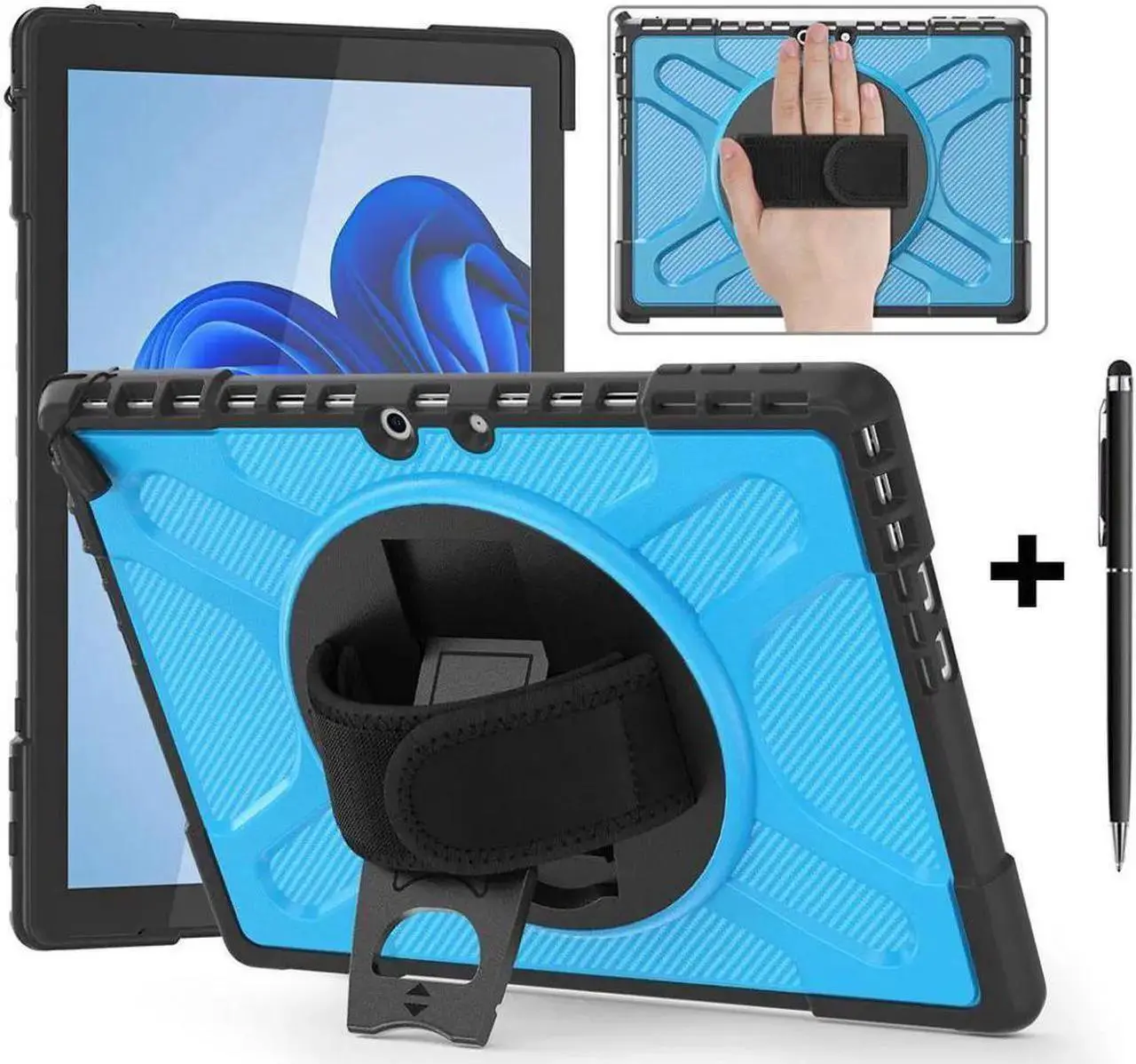 Main image of for Microsoft Surface Pro 11 Pro 10 Pro 9 Case 13 inch Rugged Protective Case for Surface Pro 11 10 9 with Rotating Stand & Hand Strap Pen Holder Compatible with Type Cover Keyboard + Stylus