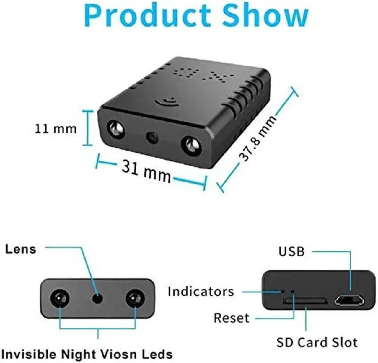 Alt view image 7 of 7 - Smalle Stand WiFi Spy Hidden Camera Mini Wireless Camera HD Indoor Home Smalle Stand Spy Nanny Cam Security Cameras with Motion Detector/Night Vision/Cloud Storage