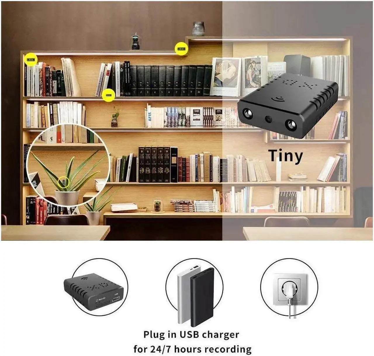 Alt view image 4 of 7 - Smalle Stand WiFi Spy Hidden Camera Mini Wireless Camera HD Indoor Home Smalle Stand Spy Nanny Cam Security Cameras with Motion Detector/Night Vision/Cloud Storage