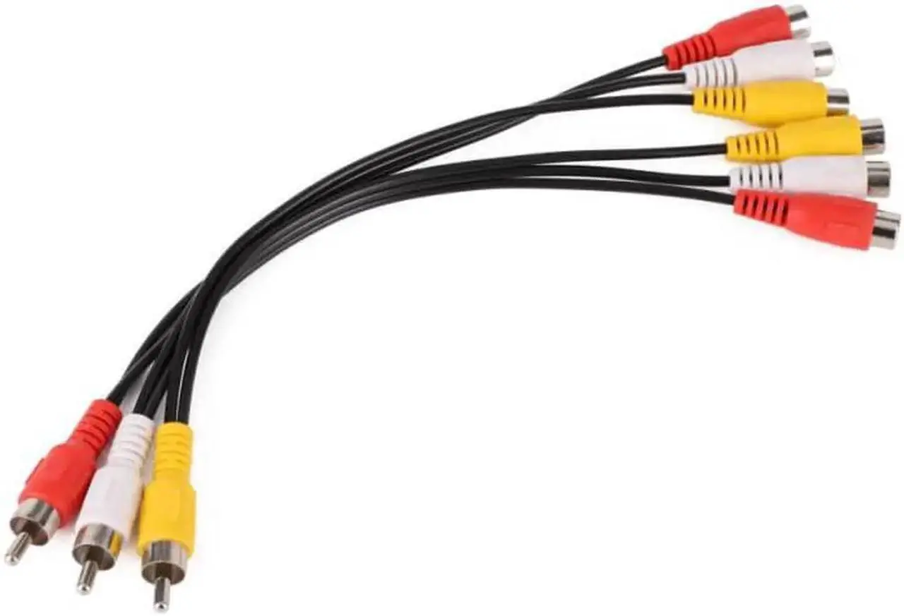 Alt view image 3 of 6 - 1Pcs 3 RCA Male to 6 RCA Female Audio Video Adapter Cable Connector Converter Cord Plug Splitter Audio Video Av Adapter Cable 12inch