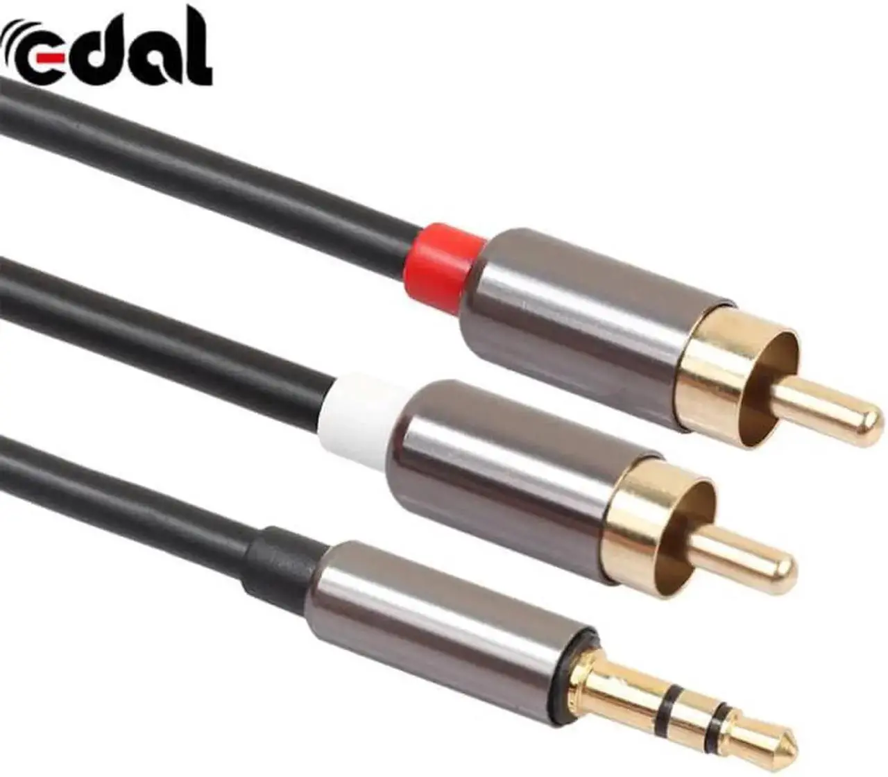 Alt view image 6 of 6 - 1Pcs 3.5mm Stereo Male to Male 2 RCA Adapter Speaker Cable Jack to 2 RCA Audio Cable AUX Splitter