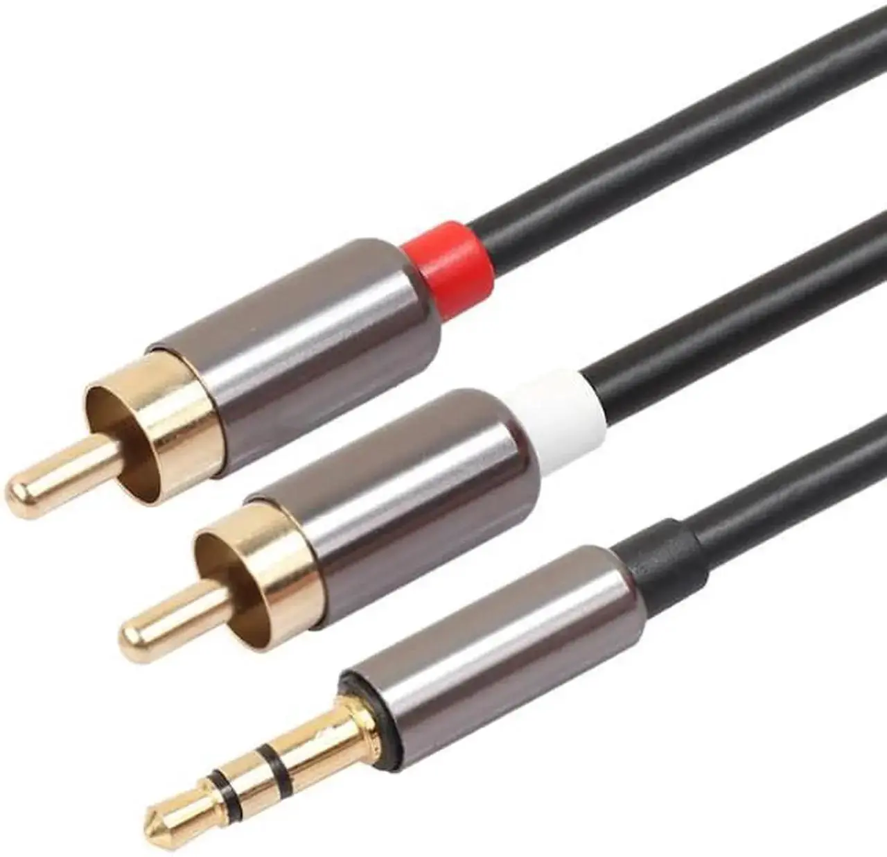 Alt view image 6 of 6 - 1Pcs 3.5mm Male to 2 RCA Male Audio Cable Aluminum Alloy Shell Audio Adapter Converter Splitter Cables Cord Wire Line for Amplifier