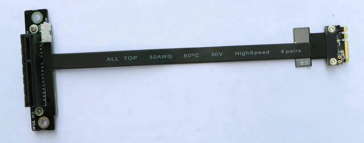 Alt view image 5 of 7 - M.2 WiFi A.E Key A+E to PCI-e 4X x4 Riser Extender Adapter Card Ribbon Gen3.0 Cable AE Key A E for PCIE 3.0 x1 x4 x16 M2 Card (60cm,R52SL)
