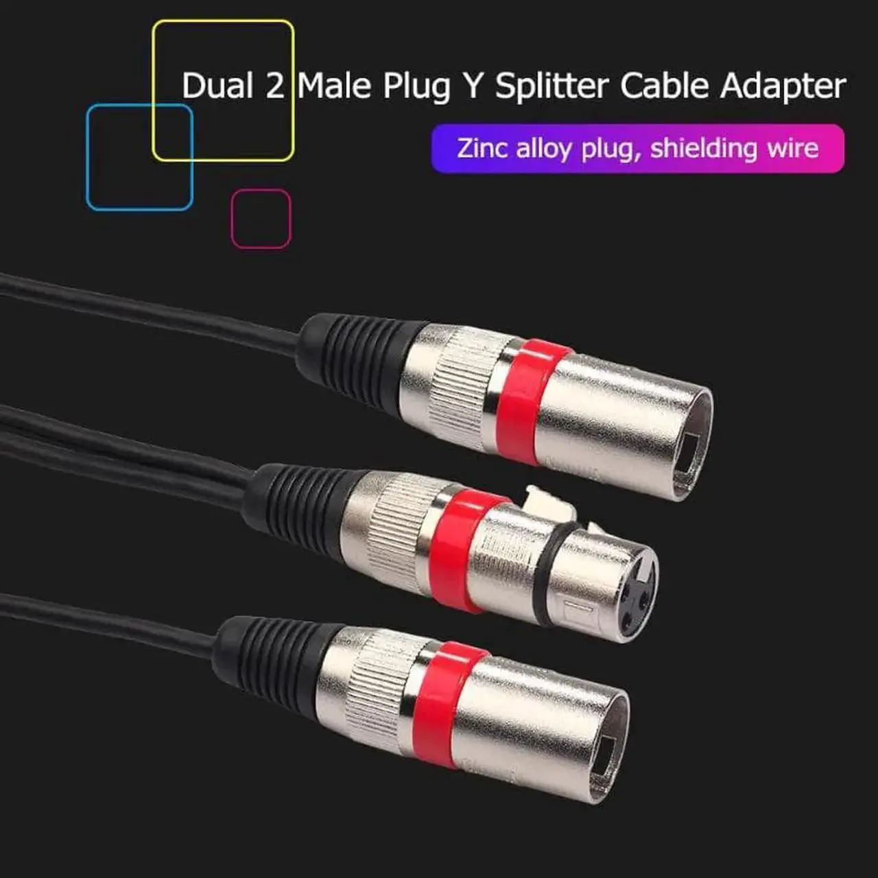 Alt view image 4 of 6 - 1Pcs 30cm 3Pin XLR Jack Female to 2 Male Plug Y Splitter Cable Adapter Audio Extension Cable For Amplifier Mixer Microphone