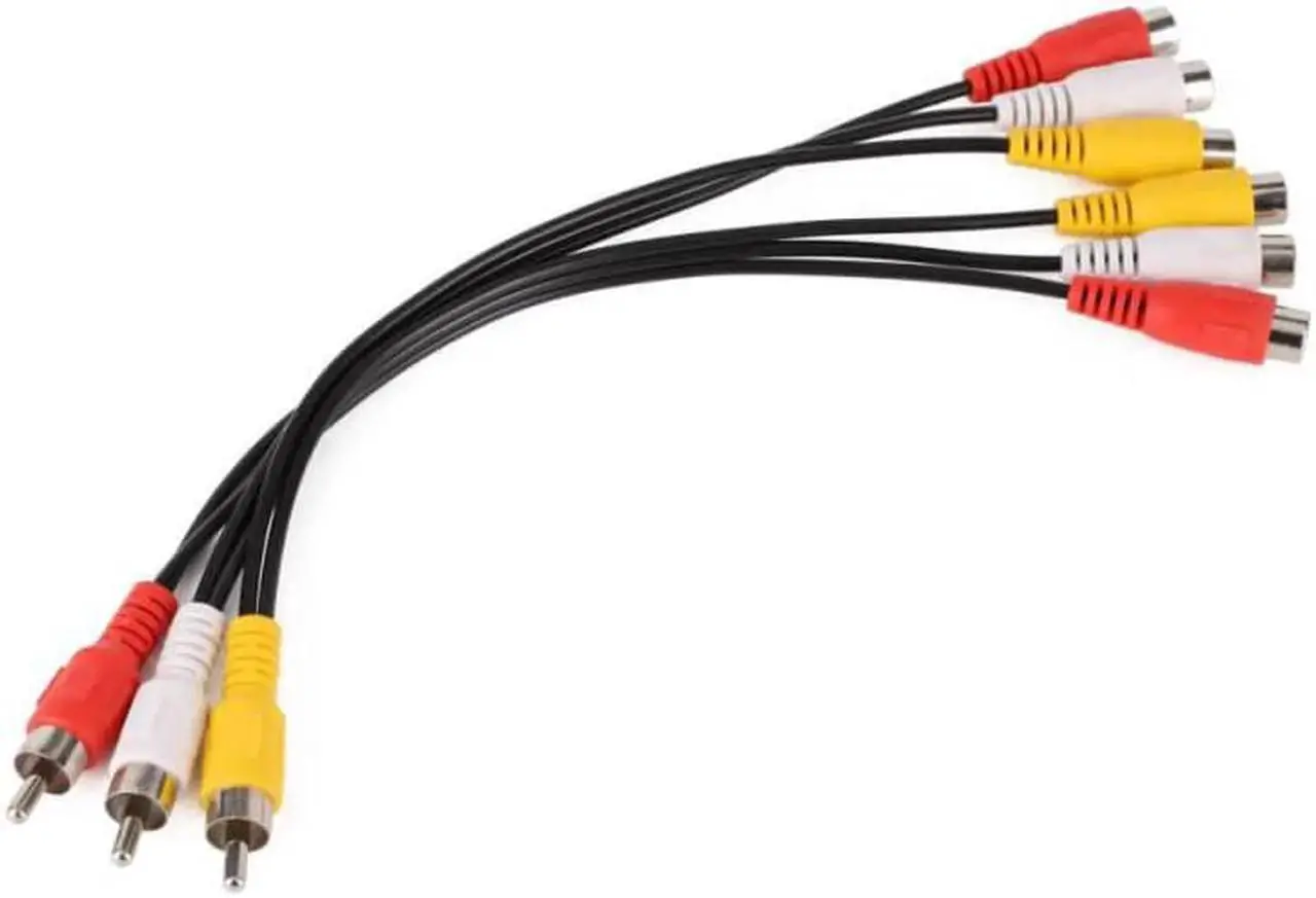 Alt view image 6 of 6 - 1Pcs 3 RCA Male to 6 RCA Female AV Cable Plug Splitter Audio Video AV Adapter Cables for TV DVD Yellow Red White