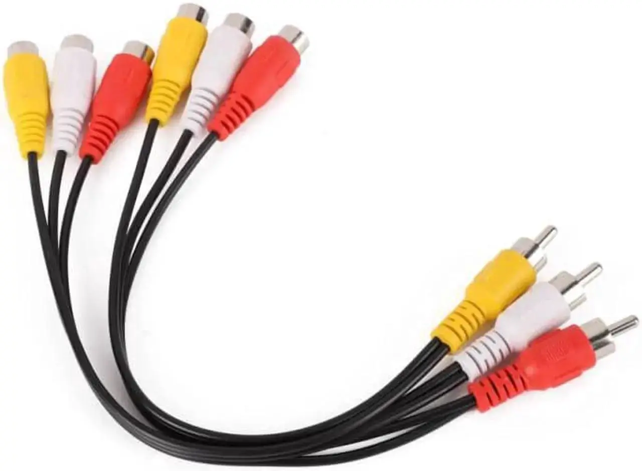 Alt view image 4 of 6 - 1Pcs 3 RCA Male to 6 RCA Female AV Cable Plug Splitter Audio Video AV Adapter Cables for TV DVD Yellow Red White
