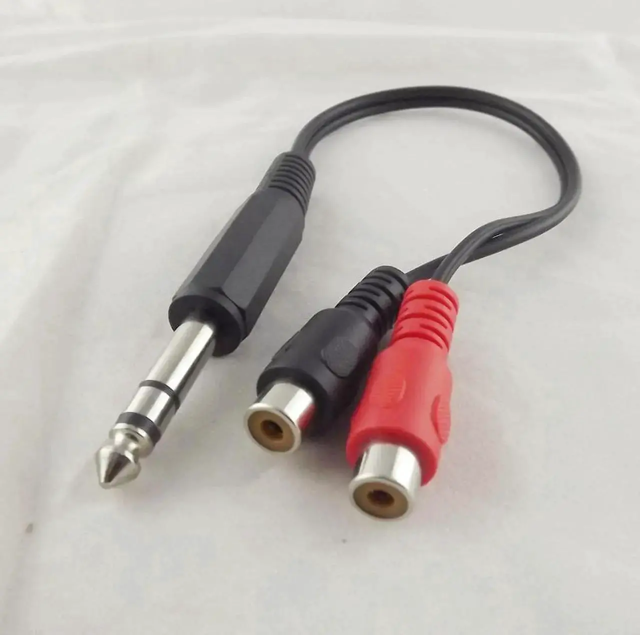 Main image of 1Pcs 6.35mm 1/4" Male Stereo To 2 Dual RCA Phono Female Splitter Audio Adapter Cable 20cm