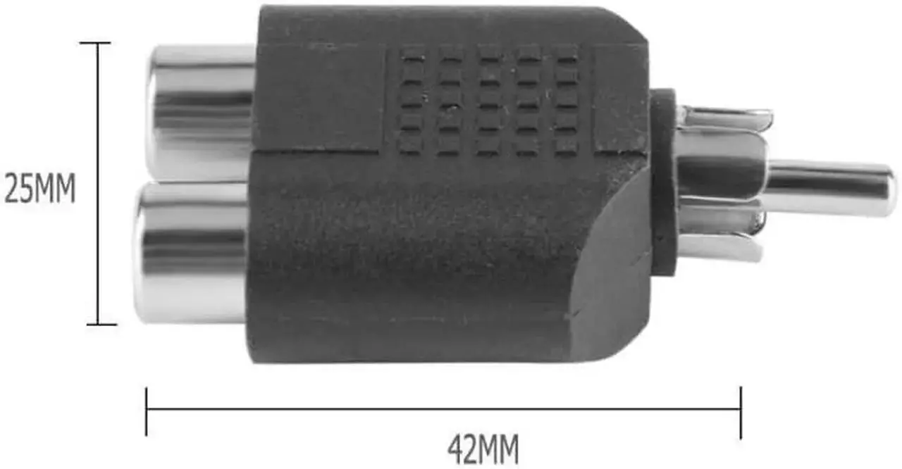 Alt view image 2 of 6 - 2Pcs RCA Y Splitter AV Audio Video Cables Plug Converter 1 Male to 2 Female Cable Adapters Connectors Adapter