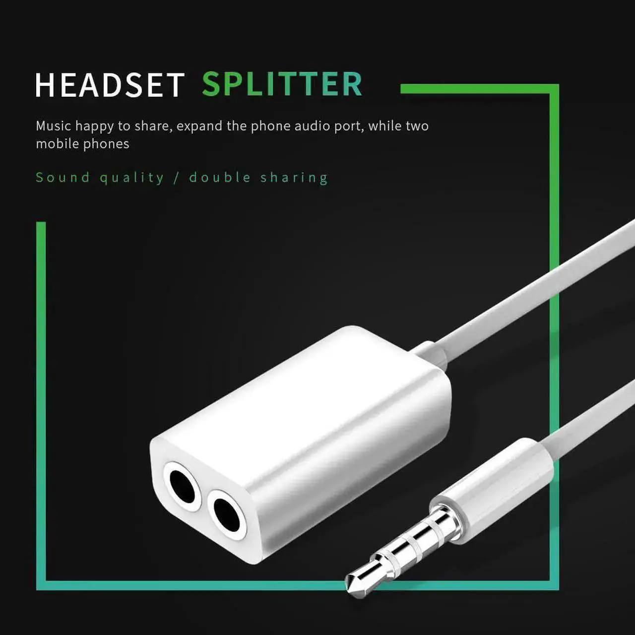 Alt view image 5 of 6 - 2PCS 3.5 Jack Aux Audio Cable earphones Splitter Adapter 1 to 2 for Apple iPhone 4 5 5s 6 6S plus iPad iPod laptop MP3 Player