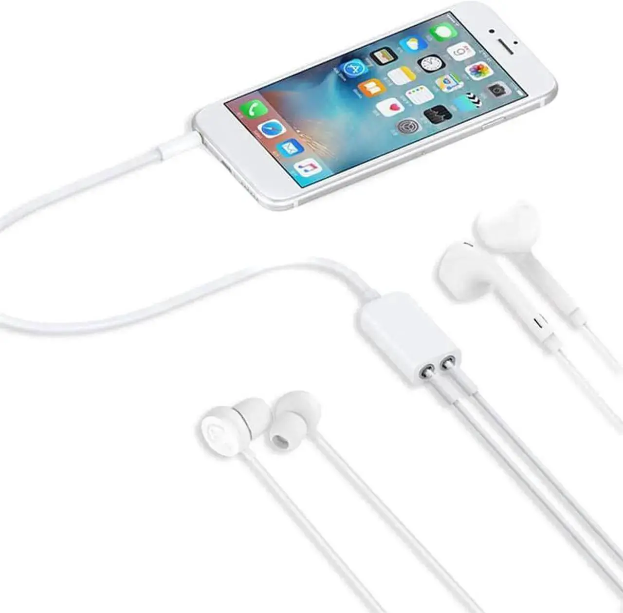 Alt view image 4 of 6 - 2PCS 3.5 Jack Aux Audio Cable earphones Splitter Adapter 1 to 2 for Apple iPhone 4 5 5s 6 6S plus iPad iPod laptop MP3 Player