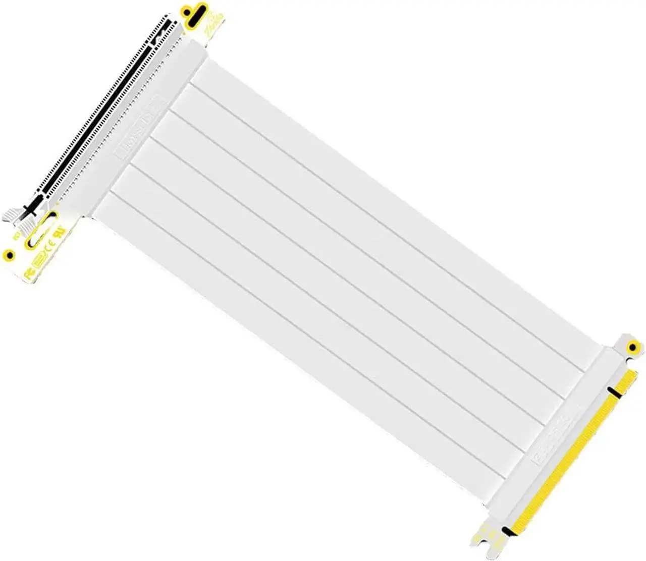 Alt view image 3 of 4 - 90 Degree Right Angle PCI-E 3.0 16x to 16x Extension Cable White HBZ-X16-1890B Full Speed Flexible Extender Card Universal PCI-E 16x Riser pcie Extender for BTC Bitcoin Mining (35cm)