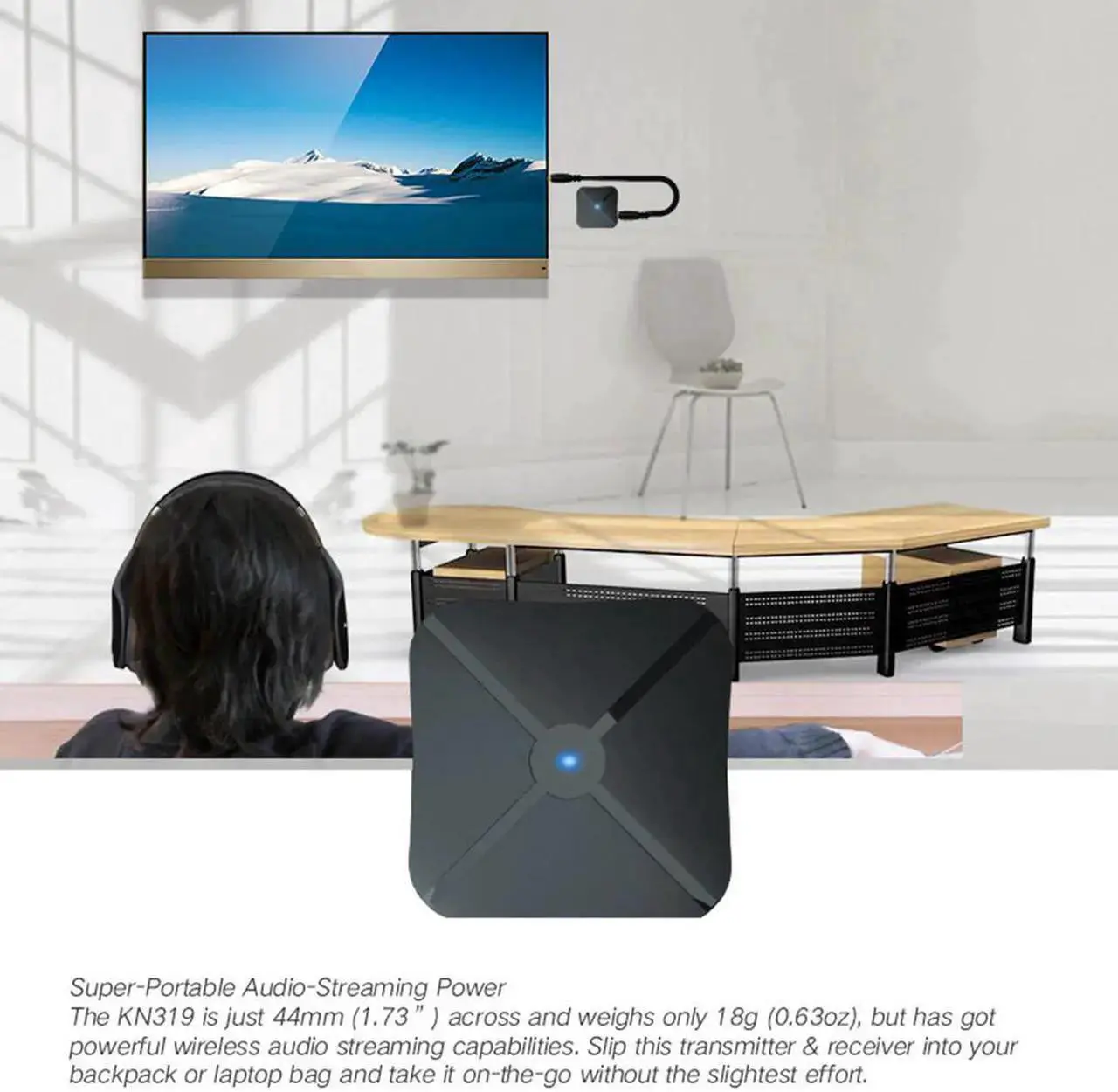 Alt view image 3 of 5 - 2 in 1 Wireless Bluetooth 4.2 Receiver Transmitter Home TV MP3 PC Wireless Adapter Audio 3.5MM AUX Stereo For Speaker TV Car PC