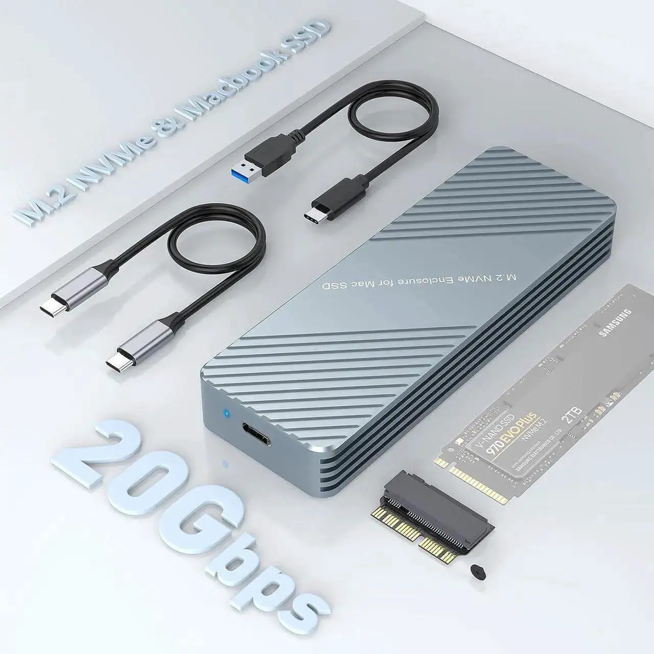 Main image of USB C 3.2 MacBook SSD Enclosure for 12+16 PIN MacBook Air/Pro SSD, Aluminum M.2 NVMe MacBook Pro SSD Enclosure Adapter Support MacBook Pro,MacBook Air, Mac Pro, iMac from 2013 to 2017