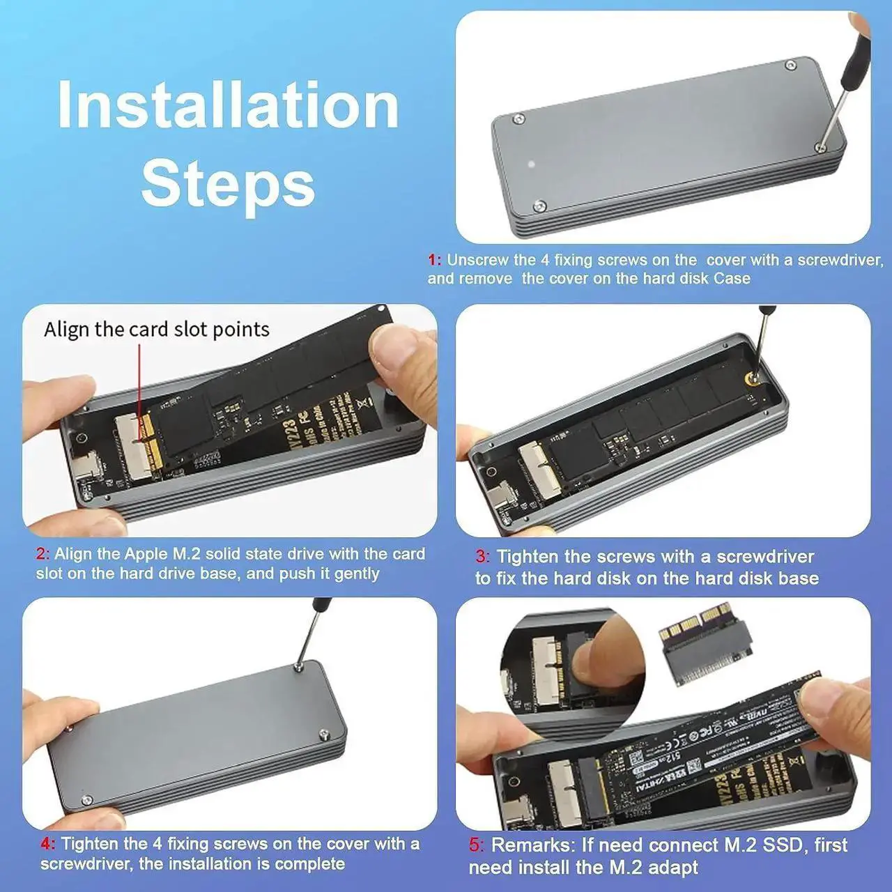 Alt view image 4 of 7 - USB C 3.2 MacBook SSD Enclosure for 12+16 PIN MacBook Air/Pro SSD, Aluminum M.2 NVMe MacBook Pro SSD Enclosure Adapter Support MacBook Pro,MacBook Air, Mac Pro, iMac from 2013 to 2017
