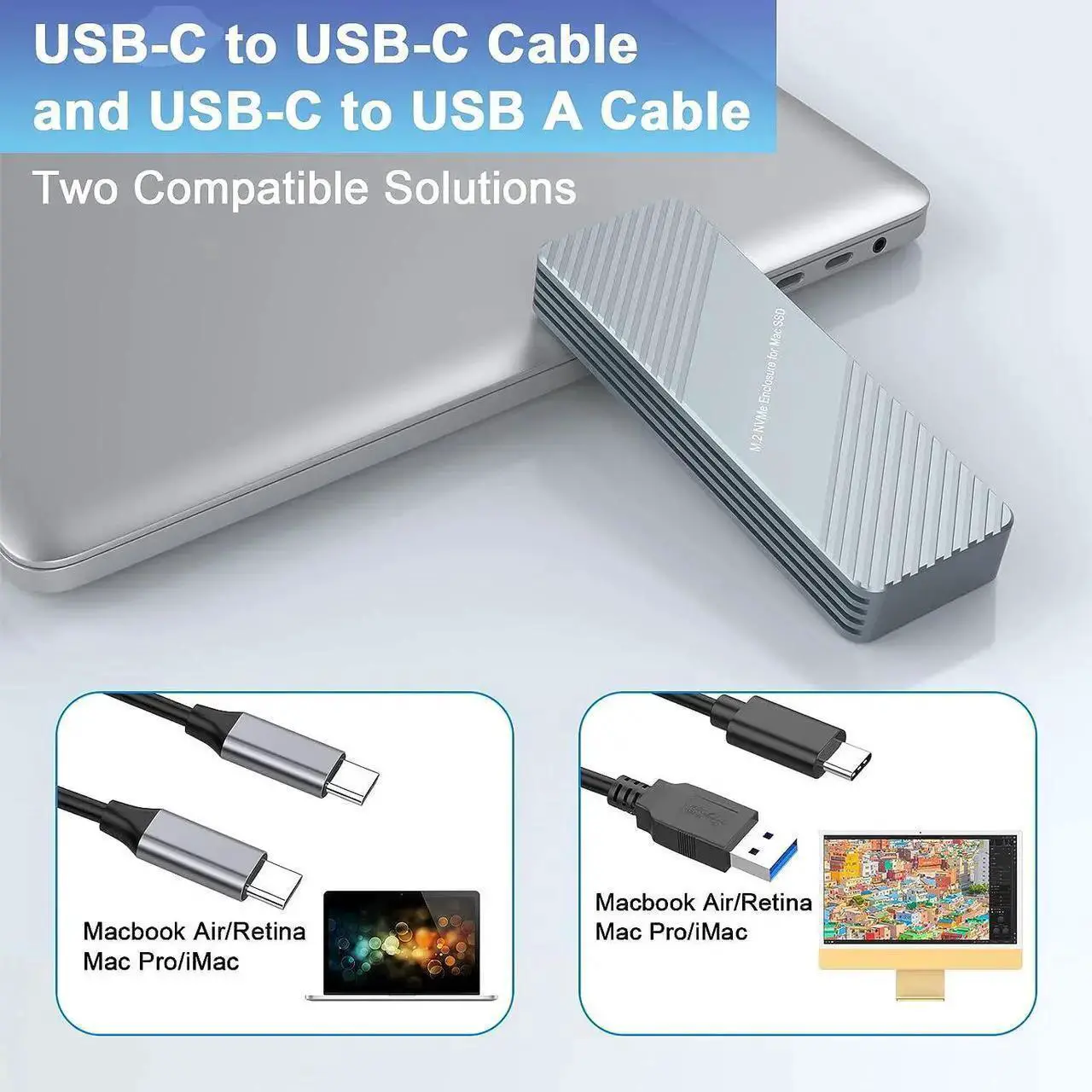Alt view image 6 of 7 - USB C 3.2 MacBook SSD Enclosure for 12+16 PIN MacBook Air/Pro SSD, Aluminum M.2 NVMe MacBook Pro SSD Enclosure Adapter Support MacBook Pro,MacBook Air, Mac Pro, iMac from 2013 to 2017