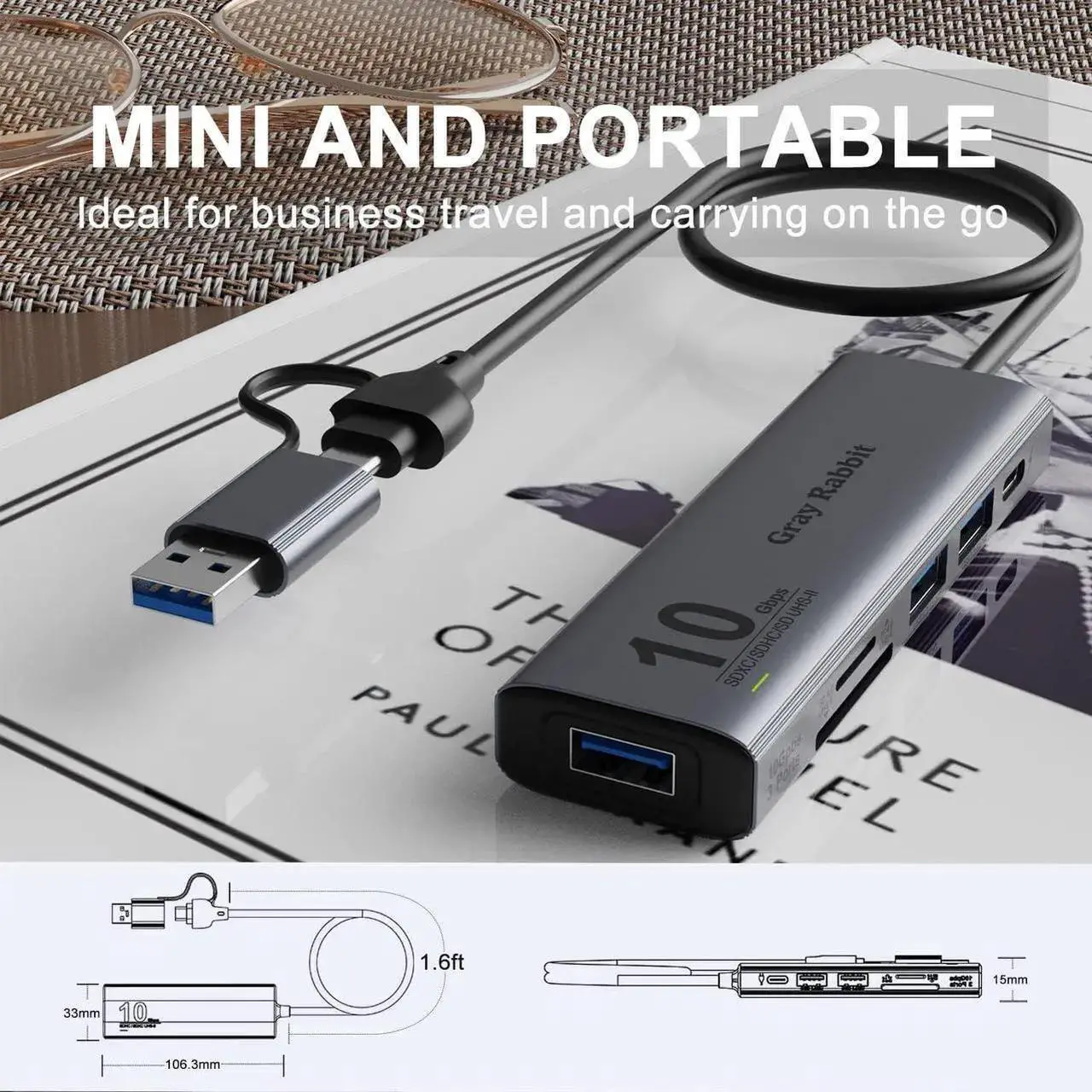 Alt view image 3 of 5 - USB C USB HUB, USB 3.2 GEN 2 10G Speed, USB A/USB C to USB A Adapter.with 3 USB A Ports(10G) and UHS-II SD/TF Ports, USB C UHS-II SD Card Reader Compatible with SD/SDHC/SDXC/Micro SD