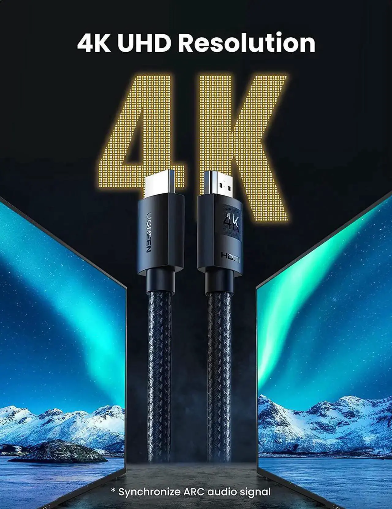 Alt view image 5 of 7 - 4K HDMI Cable High Speed HDMI Cord Nylon Braided 18Gbps with Ethernet Support 4K 60HZ HDR ARC Compatible with PS5 PS4 Blu-ray UHD TV Monitor Computer Xbox 360, TV Stick, Laptop, 10FT