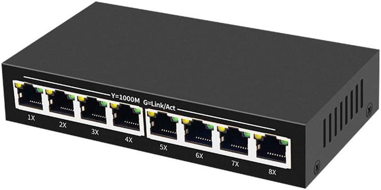 Main image of Acaigel 8-Port Gigabit Ethernet Switch with full Sturdy Metal Shell for Desktop Internet Splitter Fanless Plug-and-Play