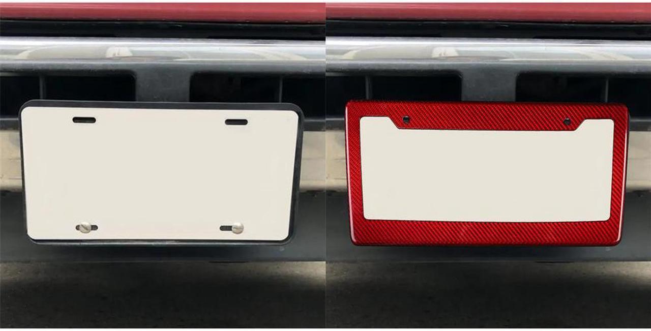 Alt view image 5 of 5 - Paiying 1Pc Real Carbon Fiber License Plate Frame Red (without Mounting Accessories)