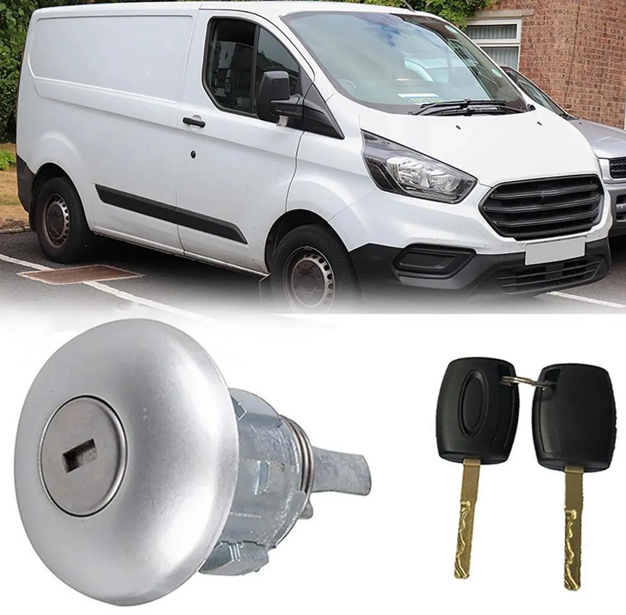 Alt view image 4 of 6 - Furulu Front Door Lock Cylinder with 2 Keys For Ford Transit MK8 Custom 1781417 1926219
