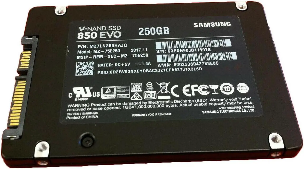 Alt view image 5 of 5 - Samsung 850 EVO Series 250GB SATA 6Gbps SSD Solid State Disk SSD 2.5-inch powered by 3D V-Nand MZ7LN250 MZ-75E250