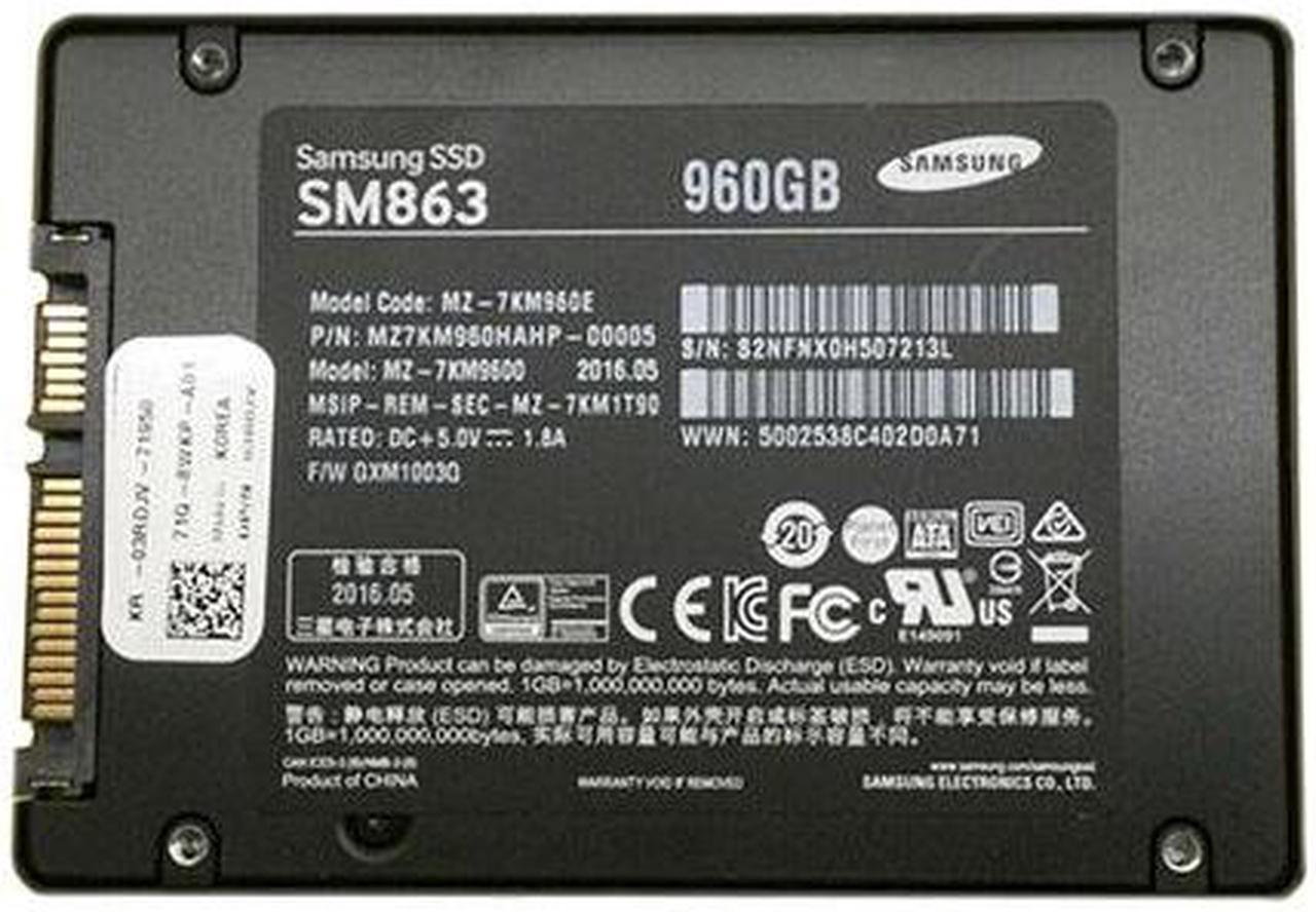 Alt view image 3 of 3 - MZ7KM960HAHP SAMSUNG SM863 2.5'' 960GB SATA 6.0Gbps SSD MZ-7KM9600