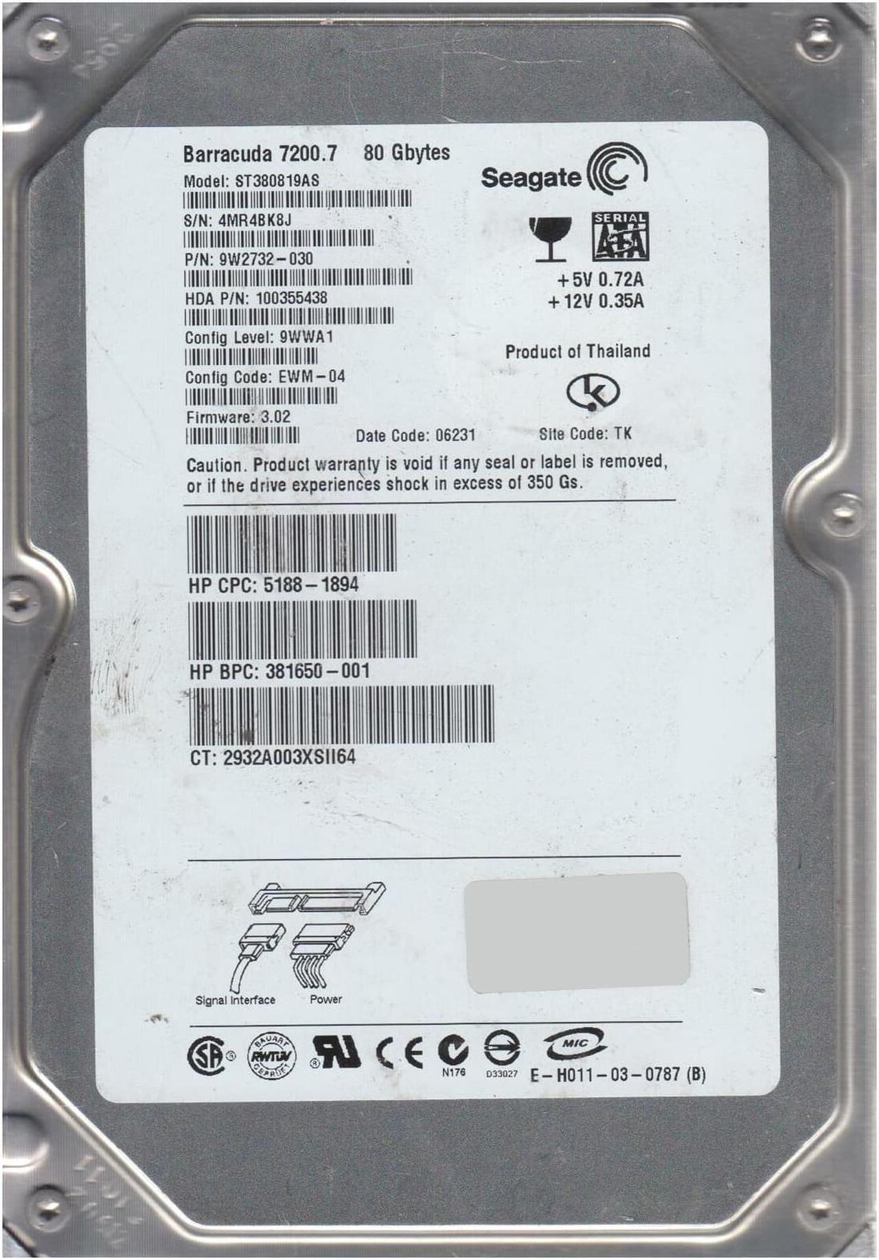Main image of 9W2732-030 - Seagate BarraCuda 7200.7 80GB 7200RPM SATA 3Gb/s 8MB Cache 3.5-inch Hard Drive