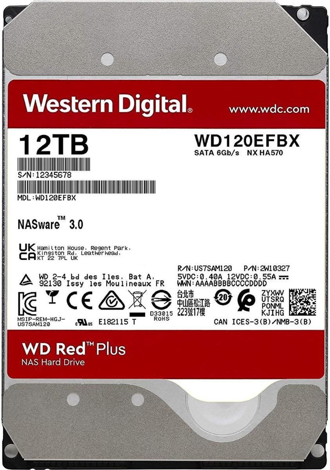 Alt view image 2 of 8 - Western WD120EFBX Digital Red Plus WD120EFBX 12 TB Hard Drive - 3.5" Internal - SATA (SATA/600) - Conventional Magnetic Recording (CMR) Method