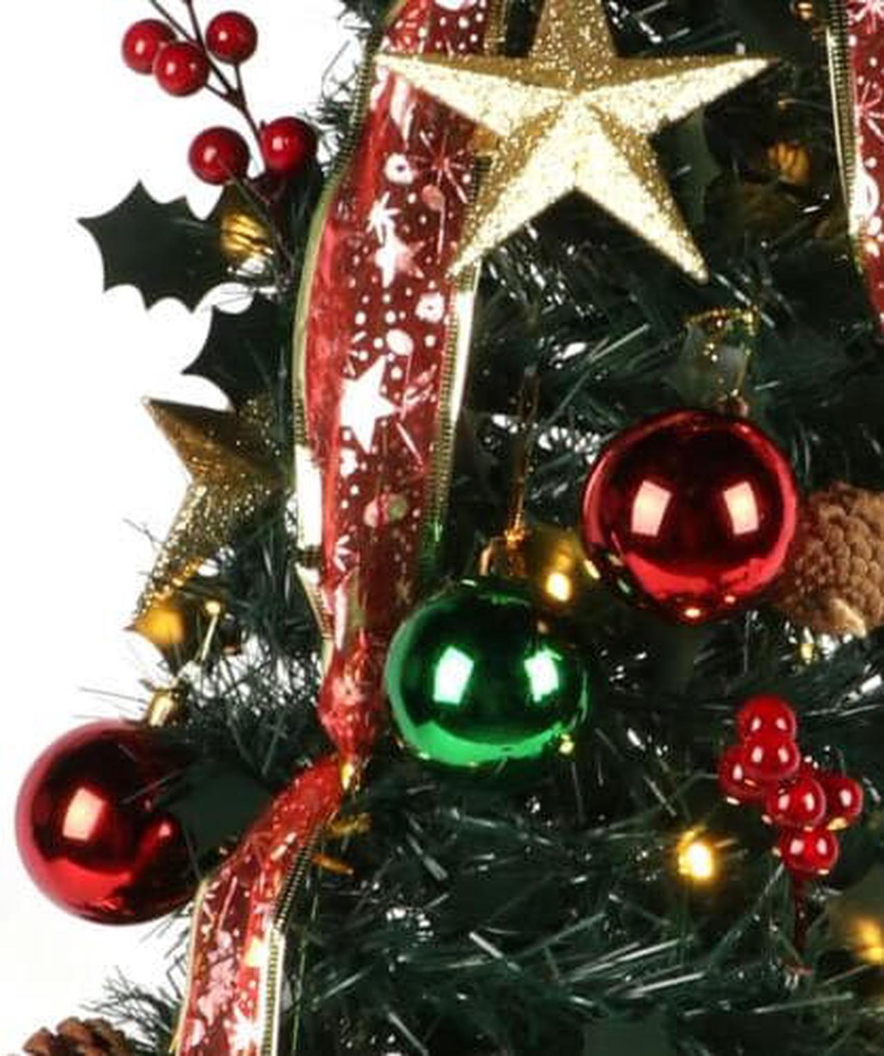 Alt view image 2 of 7 - Christmas Tree Artificial Instant Pull Up Decorated Tree Metal Stand LED 4FT