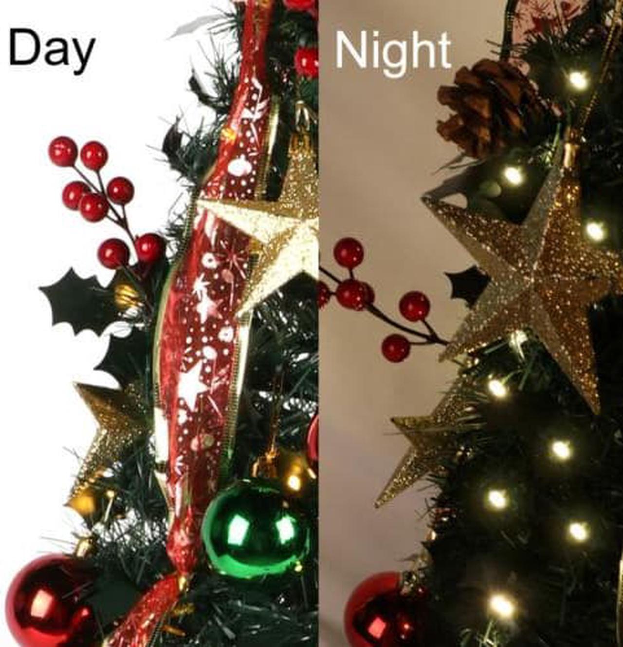 Alt view image 3 of 7 - Christmas Tree Artificial Instant Pull Up Decorated Tree Metal Stand LED 4FT