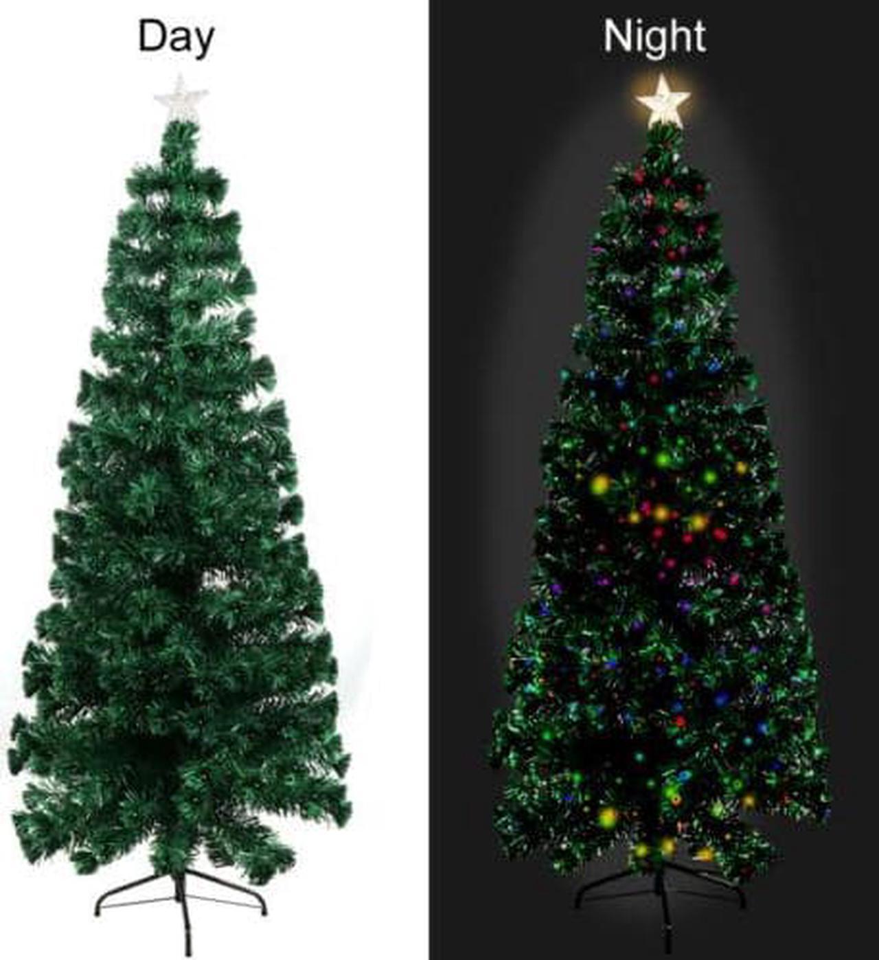 Alt view image 3 of 7 - 6ft Christmas Tree Artificial Narrow Realistic Evergreen Pre Lit Metal Stand Pencil Green