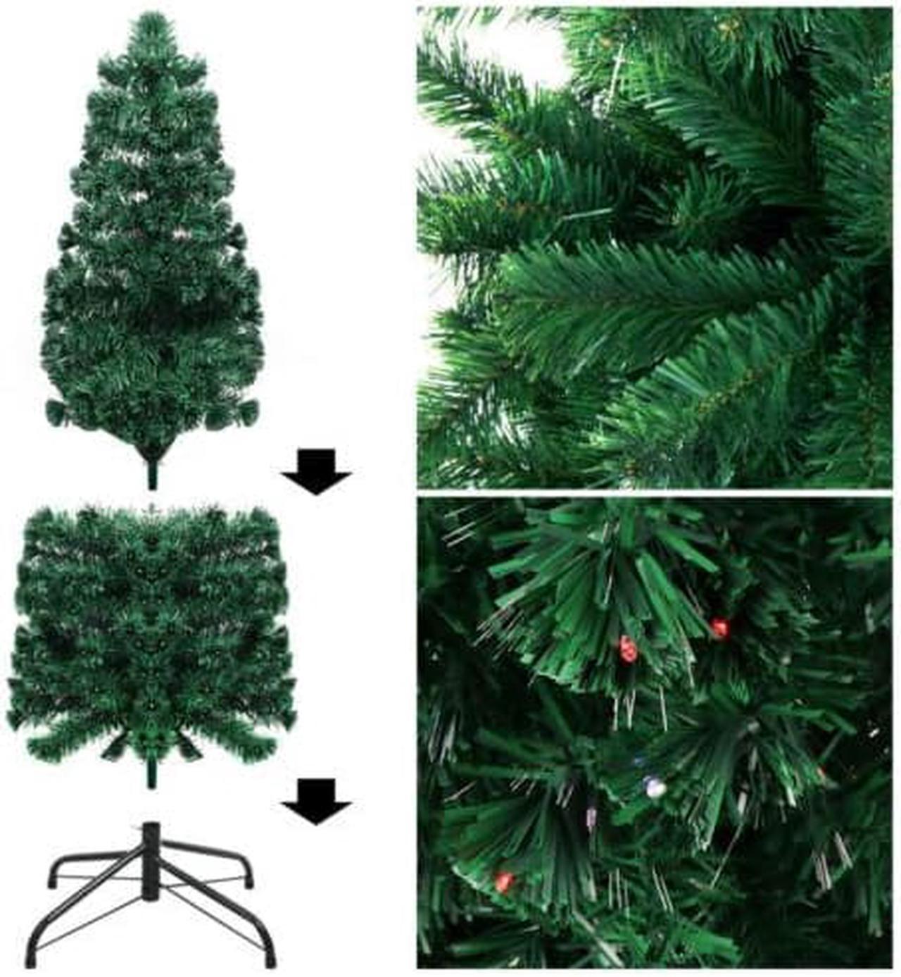 Alt view image 4 of 7 - 6ft Christmas Tree Artificial Narrow Realistic Evergreen Pre Lit Metal Stand Pencil Green