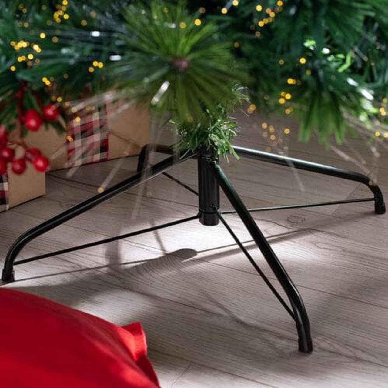 Alt view image 6 of 7 - 6ft Christmas Tree Artificial Narrow Realistic Evergreen Pre Lit Metal Stand Pencil Green