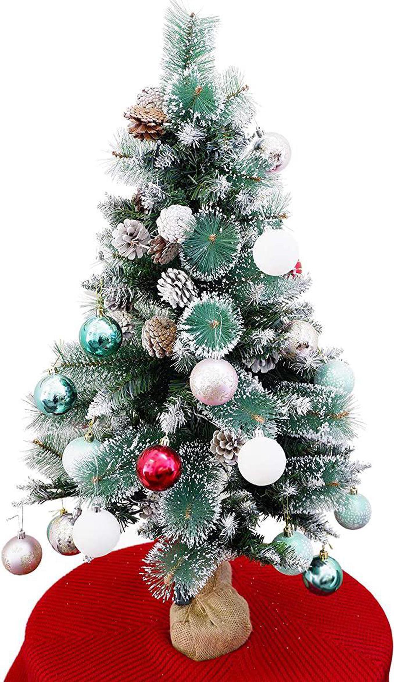 Main image of Pre-lit Artificial Mini Christmas Tree Includes Small LED Lights, White Tipped Cones, Glitter Branches Pine Cones and Burlap Bag Base Glittery Bristle Pine