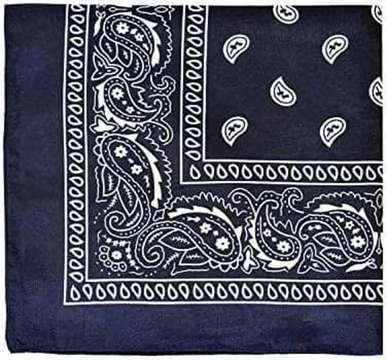 Alt view image 2 of 5 - 4pk Bandana Handkerchief Scarf Headband Hair Tie Hat Liner 100% Cotton Navy