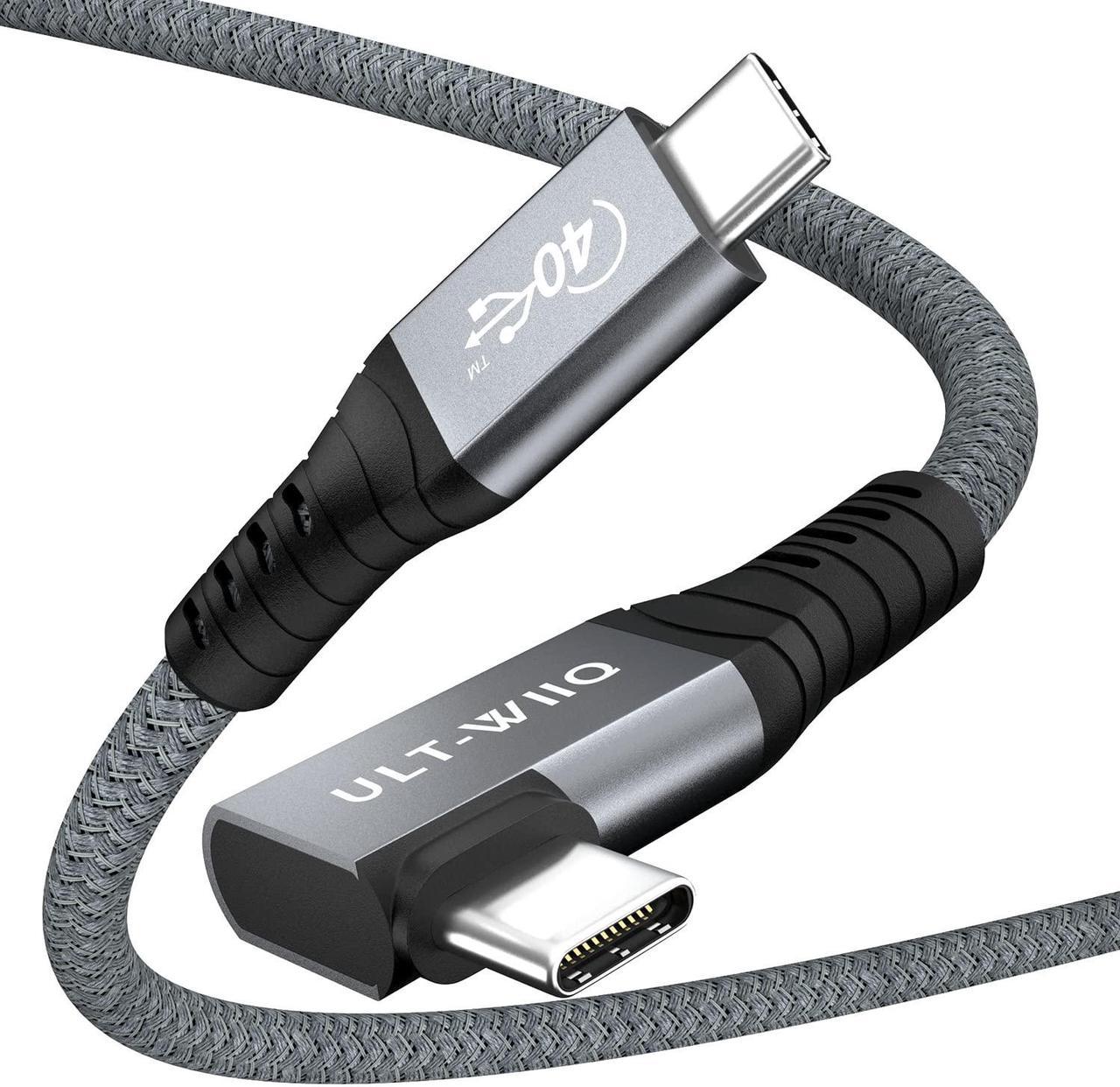 Right Angle USB4 Cable 2.62FT, 40Gbps Transfer & 100W Charging 90 Degree USB 4.0 Cord, Support 8K/6K@60Hz or Dual 4K Video Cable for Thunderbolt 3/4, iMac, MacBook, External SSD, eGPU, Dell/HP Dock