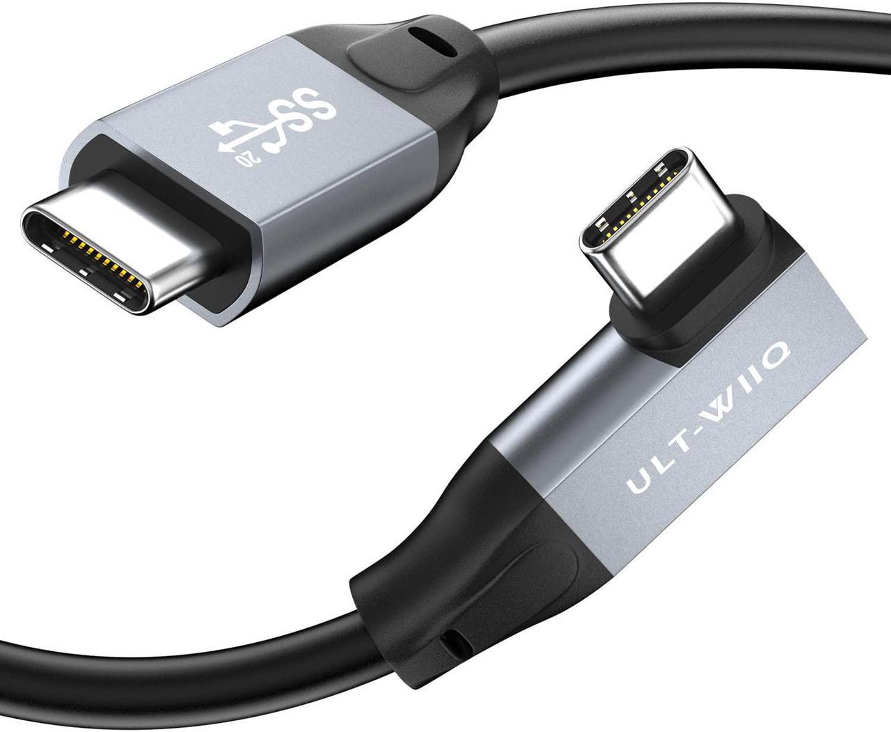 USB C to USB C 3.2 Gen2x2 Cable 100W, 20Gbps Right Angle 4K@60Hz Video Cord, Super Soft 90 Degree Type-C Data Cable with E-Marker for Thunderbolt 3/4, MacBook, iPad Pro, Oculus Quest, Switch (9.9FT)