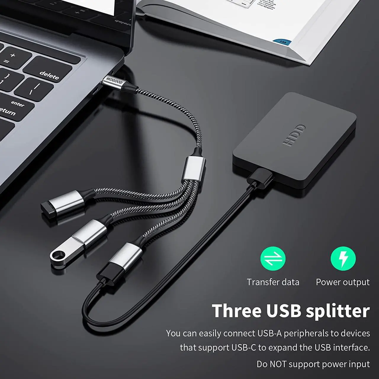 Alt view image 2 of 4 - USB C Splitter USB C to 3 USB Adapter USB Splitter for Laptop,Thunderbolt3 to 3 USB2.0 Port Splitter Dongle Cord Converter Connector Multi Hub for MacBook,iPad Pro Air,Microsoft Surface Go,PC,Laptop
