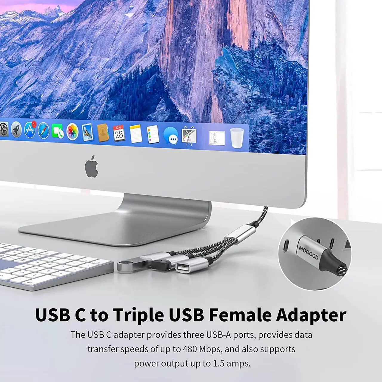 Alt view image 3 of 4 - USB C Splitter USB C to 3 USB Adapter USB Splitter for Laptop,Thunderbolt3 to 3 USB2.0 Port Splitter Dongle Cord Converter Connector Multi Hub for MacBook,iPad Pro Air,Microsoft Surface Go,PC,Laptop