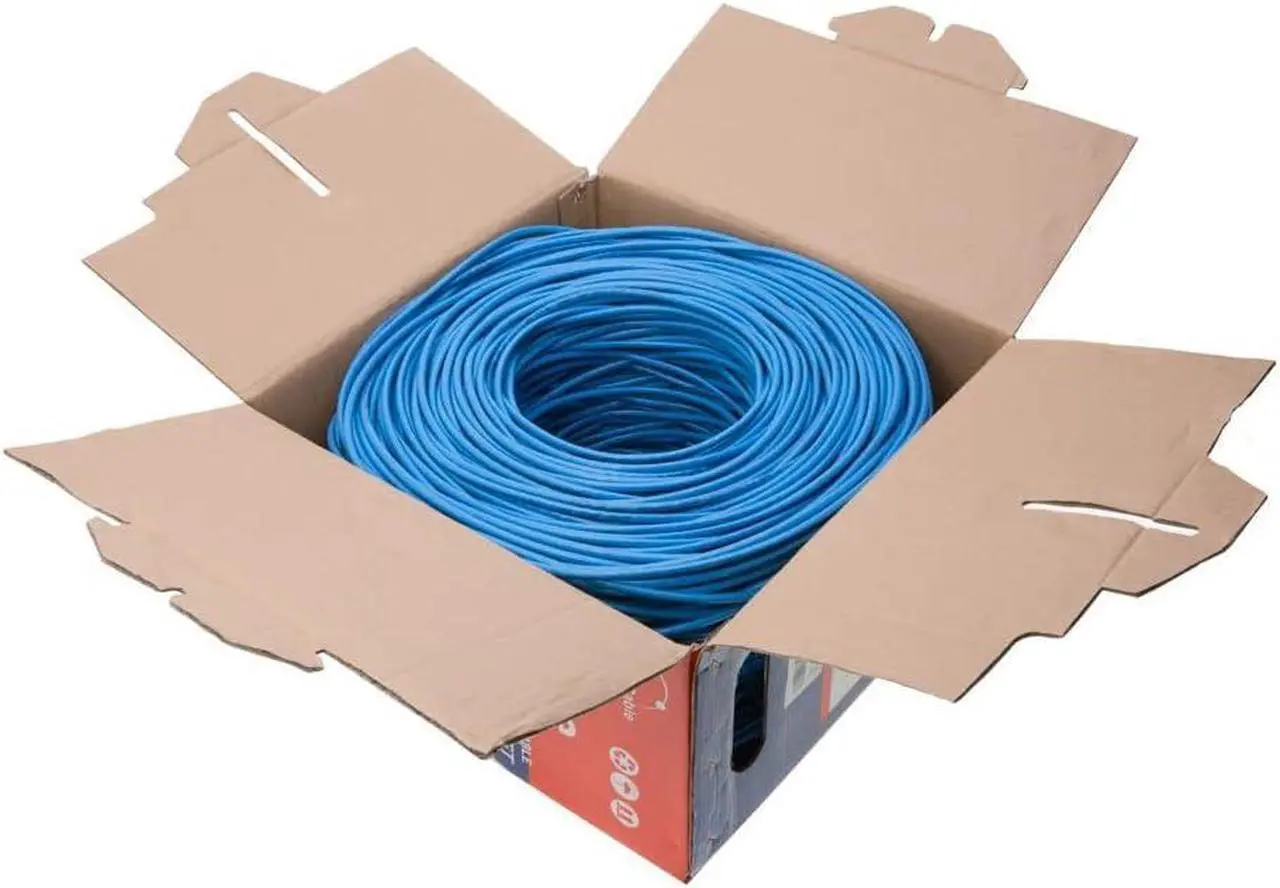 Alt view image 4 of 6 - 1000ft Cat5e Blue Solid 24AWG Shielded Cable FTP Cat5 Bulk Network Wire (Unshielded (FTP), Blue)