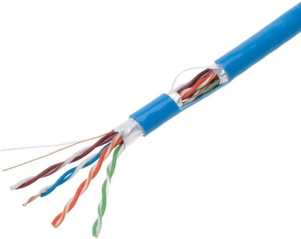 Main image of 1000ft Cat5e Blue Solid 24AWG Shielded Cable FTP Cat5 Bulk Network Wire (Unshielded (FTP), Blue)