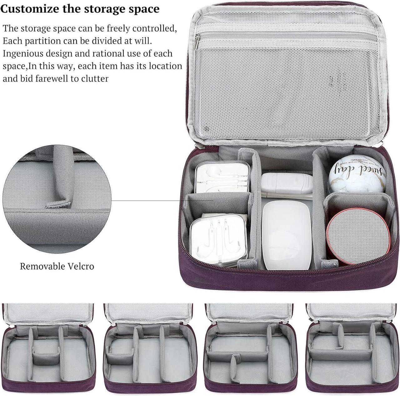 Alt view image 7 of 7 - Waterproof Cable Organizer Travel Portable Electronics Accessories Carrying Bag Storage Case for Hard Drives Cords Charger Phone USB SD Card Gray